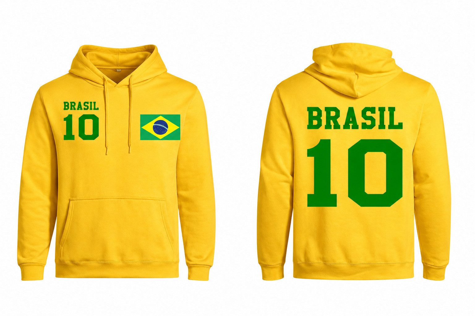 Blondie & Brownie Hoodie Brasilien Hoodie Herren Sport Kapuzenpullover Retro Fan Merch Print Brasilien Retro Fan-Kapuzenpullover Zehn