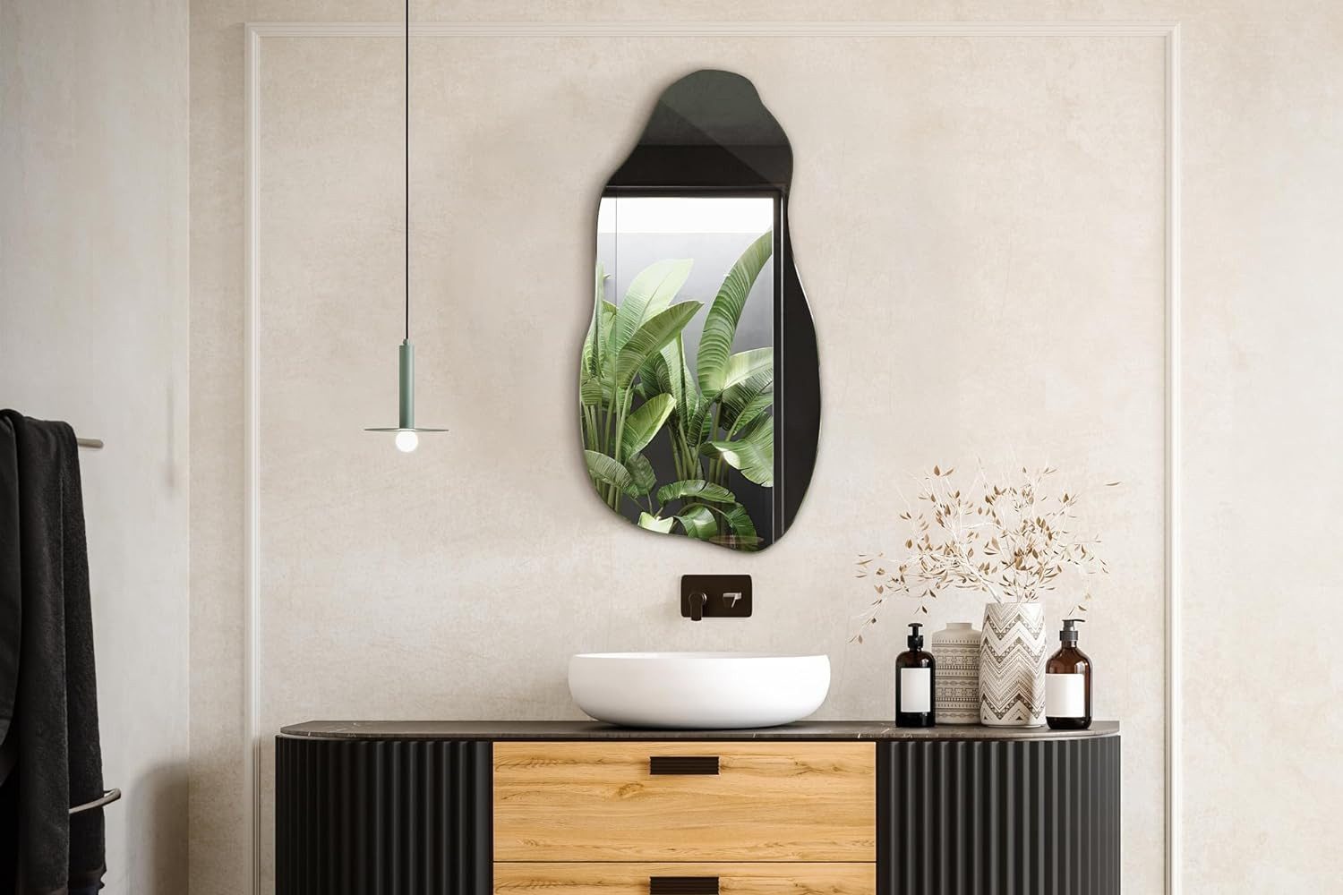 Tulup Dekospiegel Deko Spiegel Wand Modern Glas Kosmetikspiegel Loft, Unregelmäßige Form – Bild 5 von 5