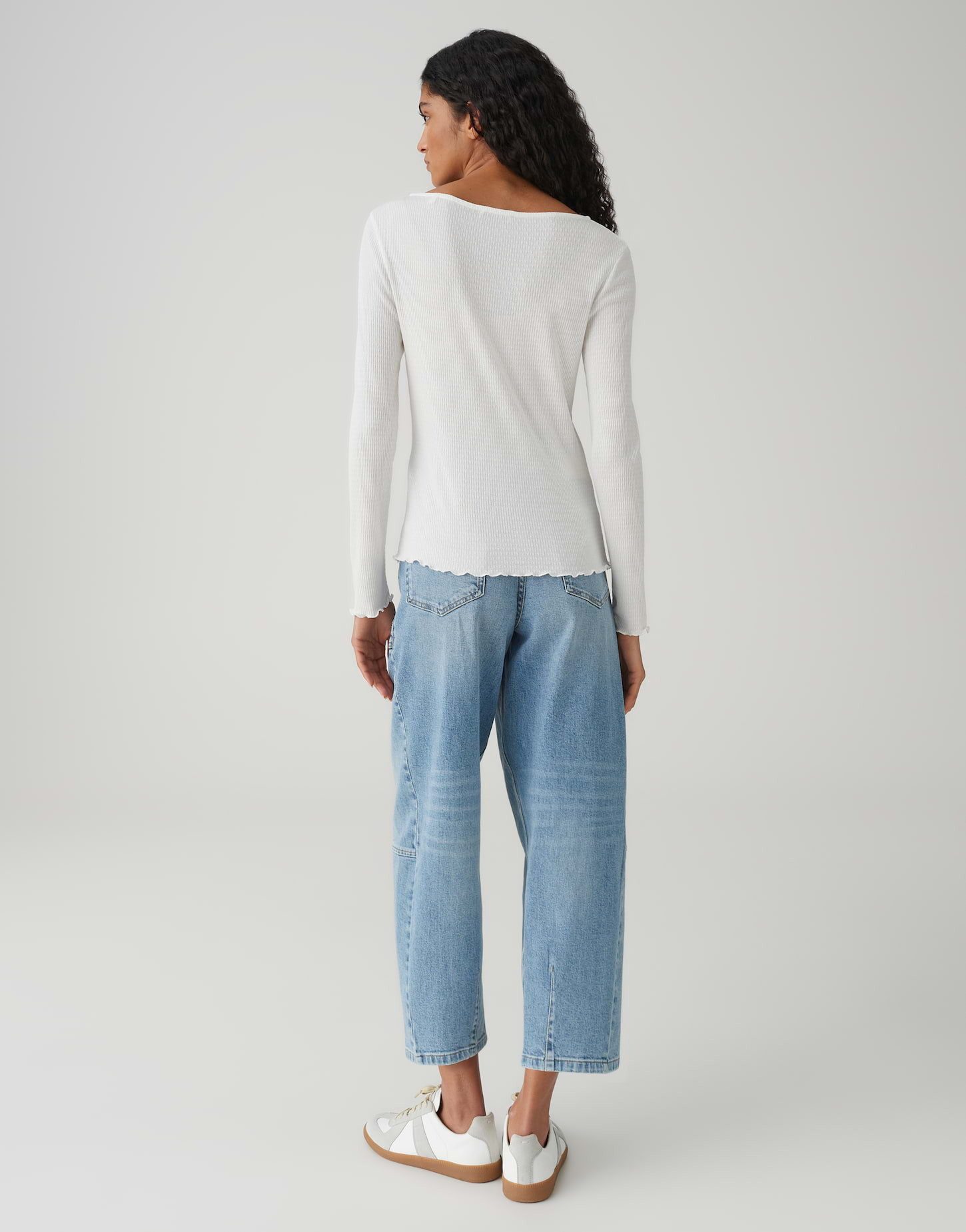 OPUS Longsleeve SUZZO mit feiner Struktur Schmale Passform, figurbetonter Schnitt, Langarm, U-Boot-Ausschnitt