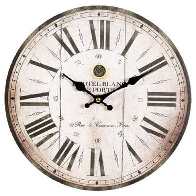 Linoows Uhr Wanduhr, Vintage Küchenuhr im Antik Design Ø 28 cm (Landhaus Uhr mit gewollten Altersspuren)
