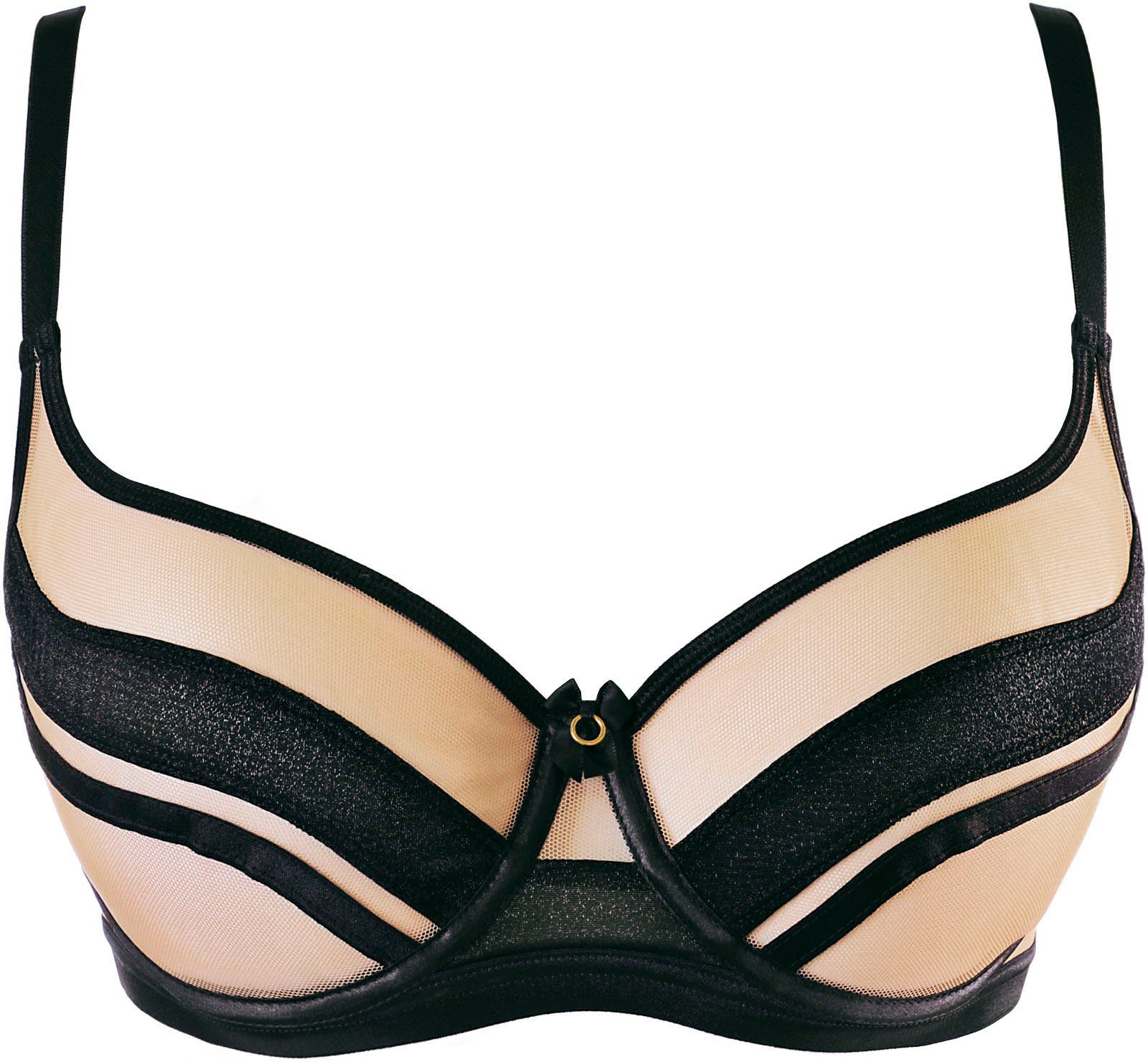 Axami Balconnet-BH Bügel-BH in schwarz-beige gestreift verstellbar (einzeln, 1-tlg)