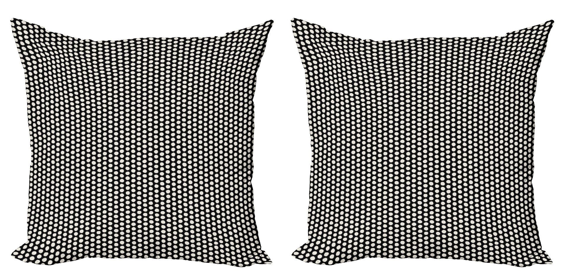Kissenbezüge Modern Accent Doppelseitiger Digitaldruck, Abakuhaus (2 Stück), Grau und Elfenbein Jumble Punktformen