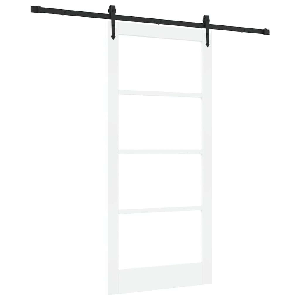 furnicato Schiebetür ORKDAL Massivholz Glas 93 x 202 cm Weiß, Leise gleitende Glasschiebetür mit Hardware-Set für deinen Flur