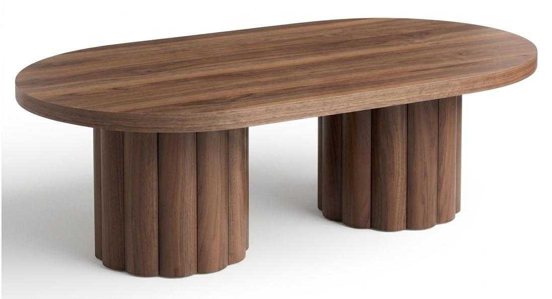 JVmoebel Couchtisch Couchtisch Holz Oval Modern Design Tisch Massiv Beine Natur Holzoptik, Made in Europa