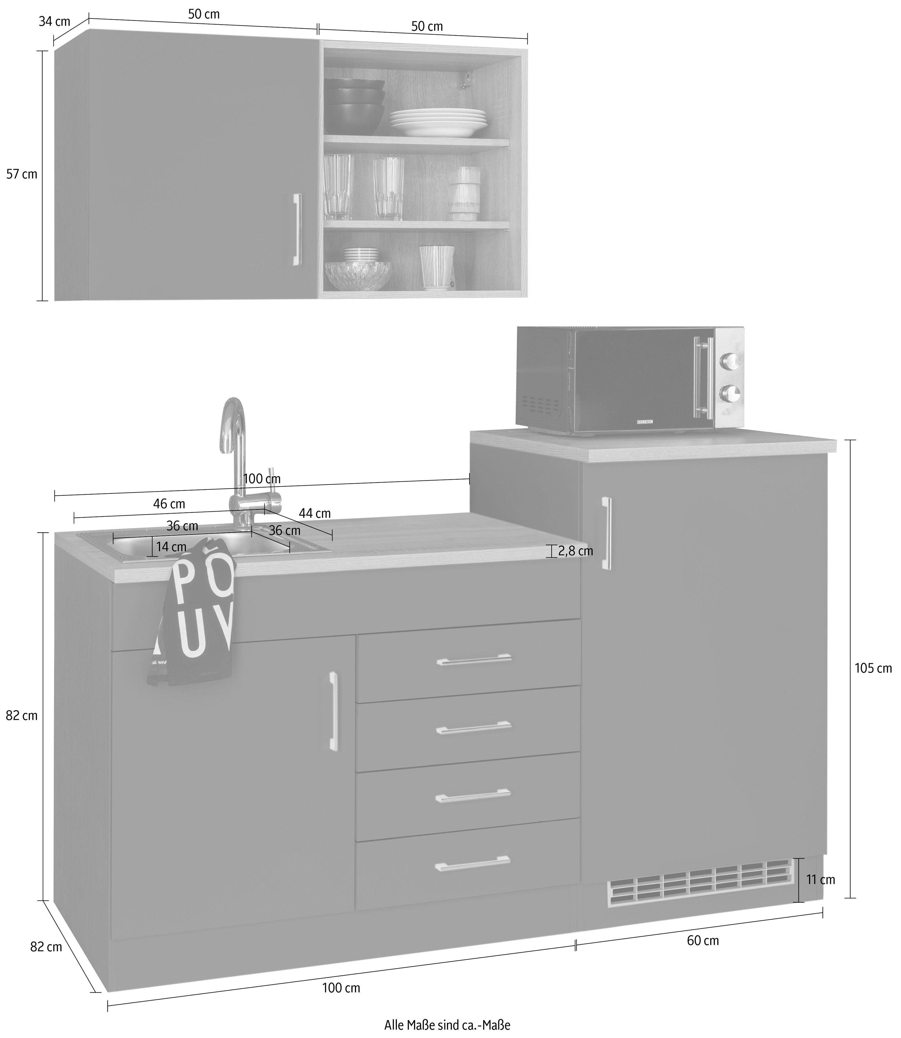 HELD 160 cm, MÖBEL matt-eiche | Küche graphit/grau E-Geräten mit anthrazit sonoma | Breite graphit Mali,