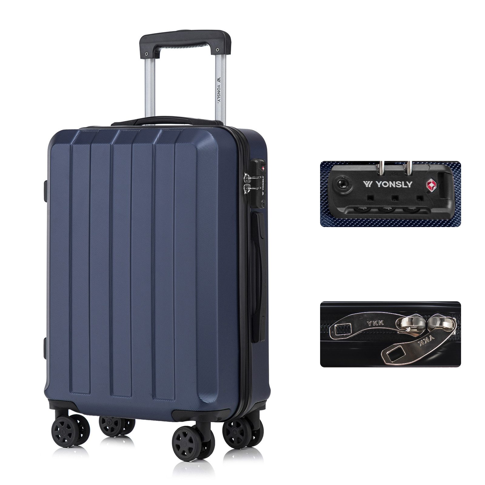 YONSLY Hartschalen-Trolley Premium Hartschalen-Reisekoffer, 4 Rollen, TSA-Schloss, YKK-Reißverschluss, austauschbare Rollen/Griffe