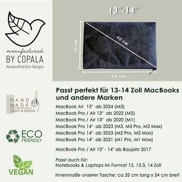 BY COPALA Laptop-Hülle Laptop Hülle 13" - 14" Zoll aus recycelten Blättern, Ideal für MacBook Air / Macbook Pro 13 - 14 zoll