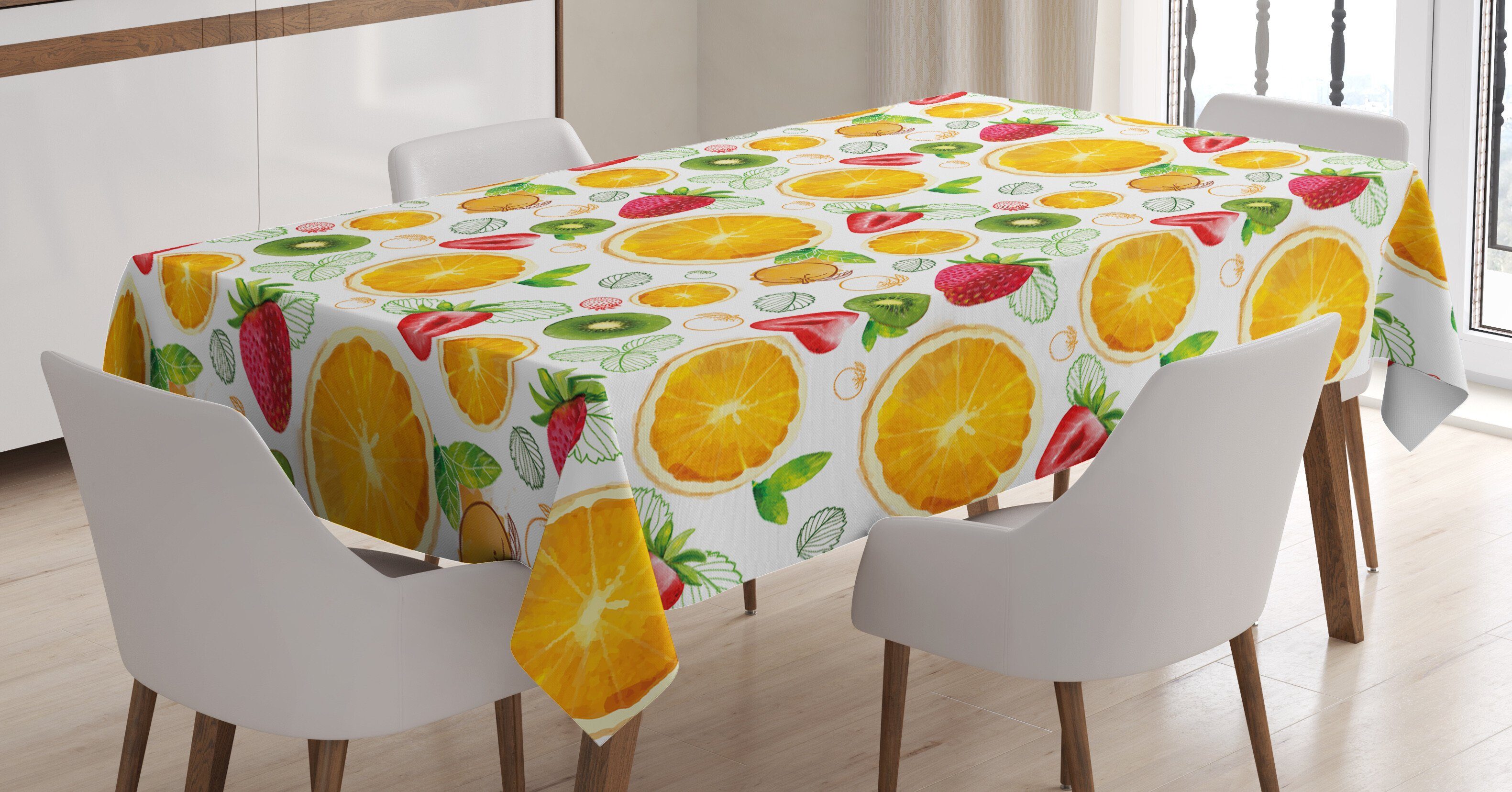 Abakuhaus Tischdecke Farbfest Waschbar Für den Außen Bereich geeignet Klare Farben, Früchte Frische Zitrus Kiwi Lemon