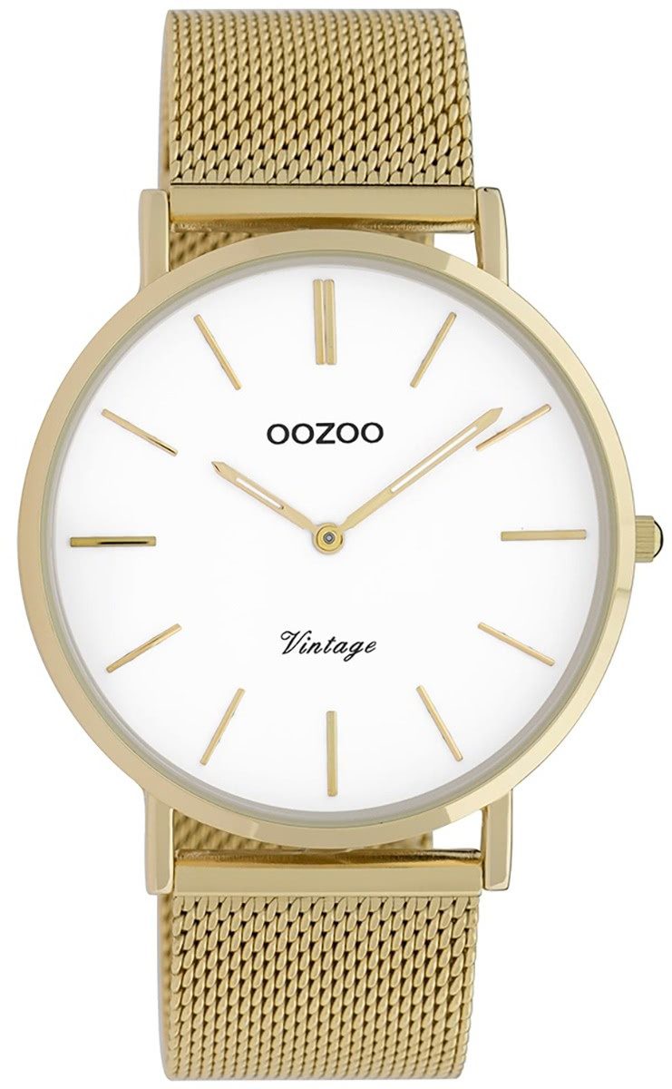 OOZOO Quarzuhr Oozoo Herren-Uhr gold Vintage, (Analoguhr), Herrenuhr rund, groß (ca. 40mm) Edelstahlarmband, Fashion-Style