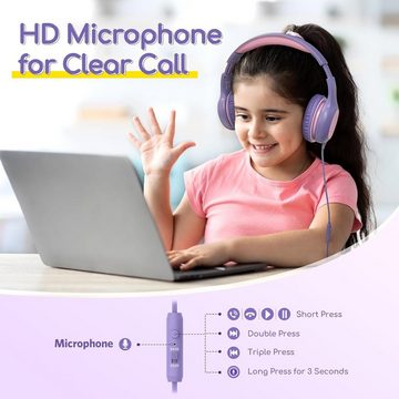 Earfun Kinder mit Kabel, 85/94dB Lautstärkenbegrenzer, Faltbare, Einstellbar Headset (Audio-Sharing-Funktion für gemeinsamen Spaß und Interaktion., Stereo Sound, HD-Mikrofon, Audio-Sharing, Over Ear Kinderkopfhörer)