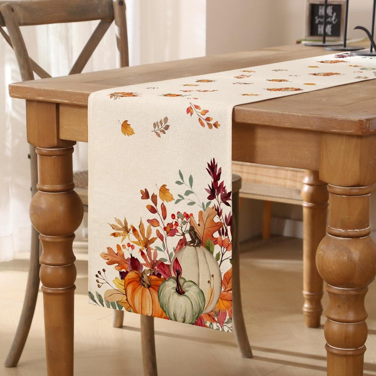 LuxusKollektion Tischläufer Tischläufer 40x140 cm Herbst Kürbis Blätter (1-tlg)
