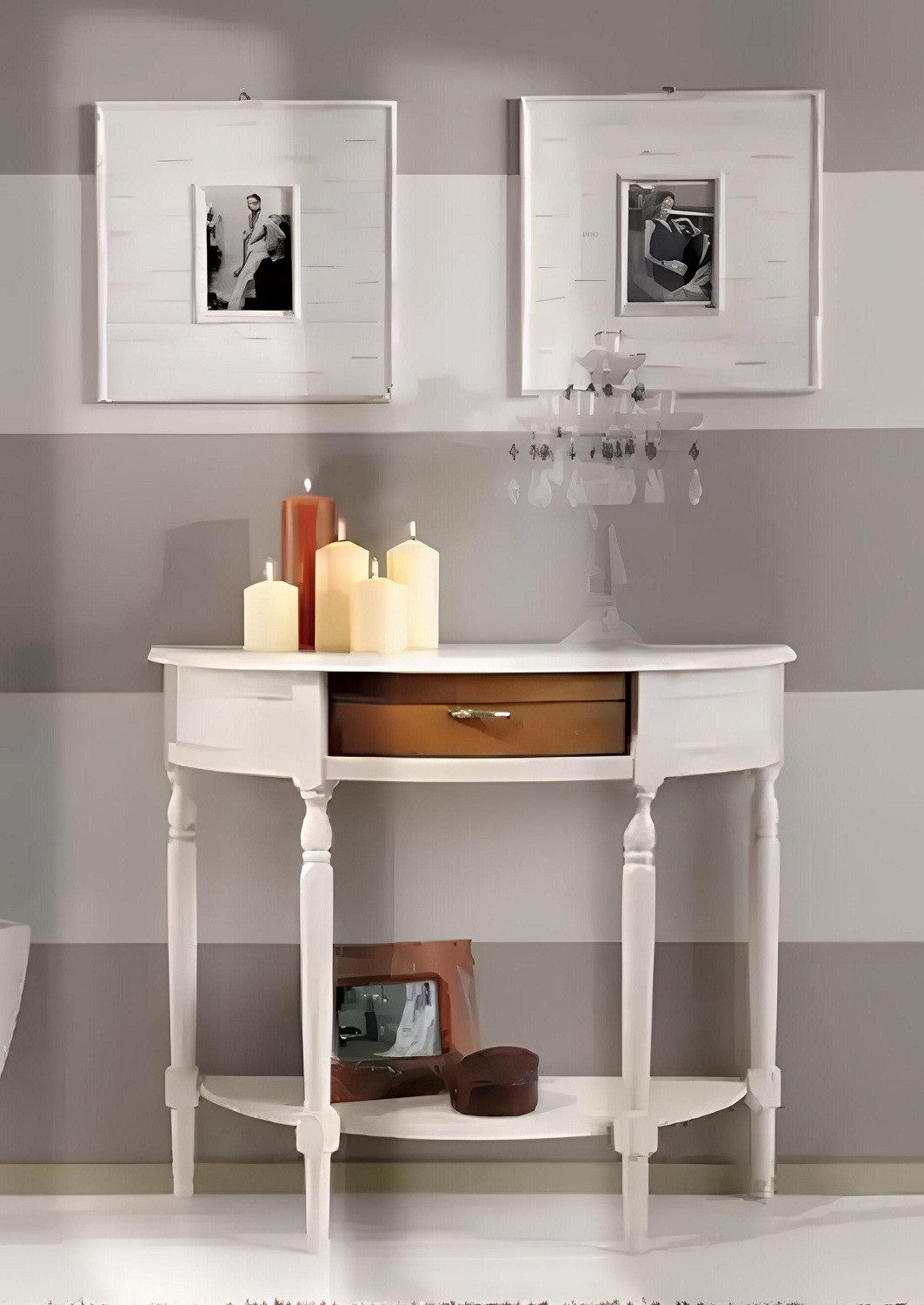 Xlmoebel Konsolentisch Luxuriöser Schminktisch aus Holz in elegantem Weiß mit Schubladen (Konsole), Hergestellt in Italy