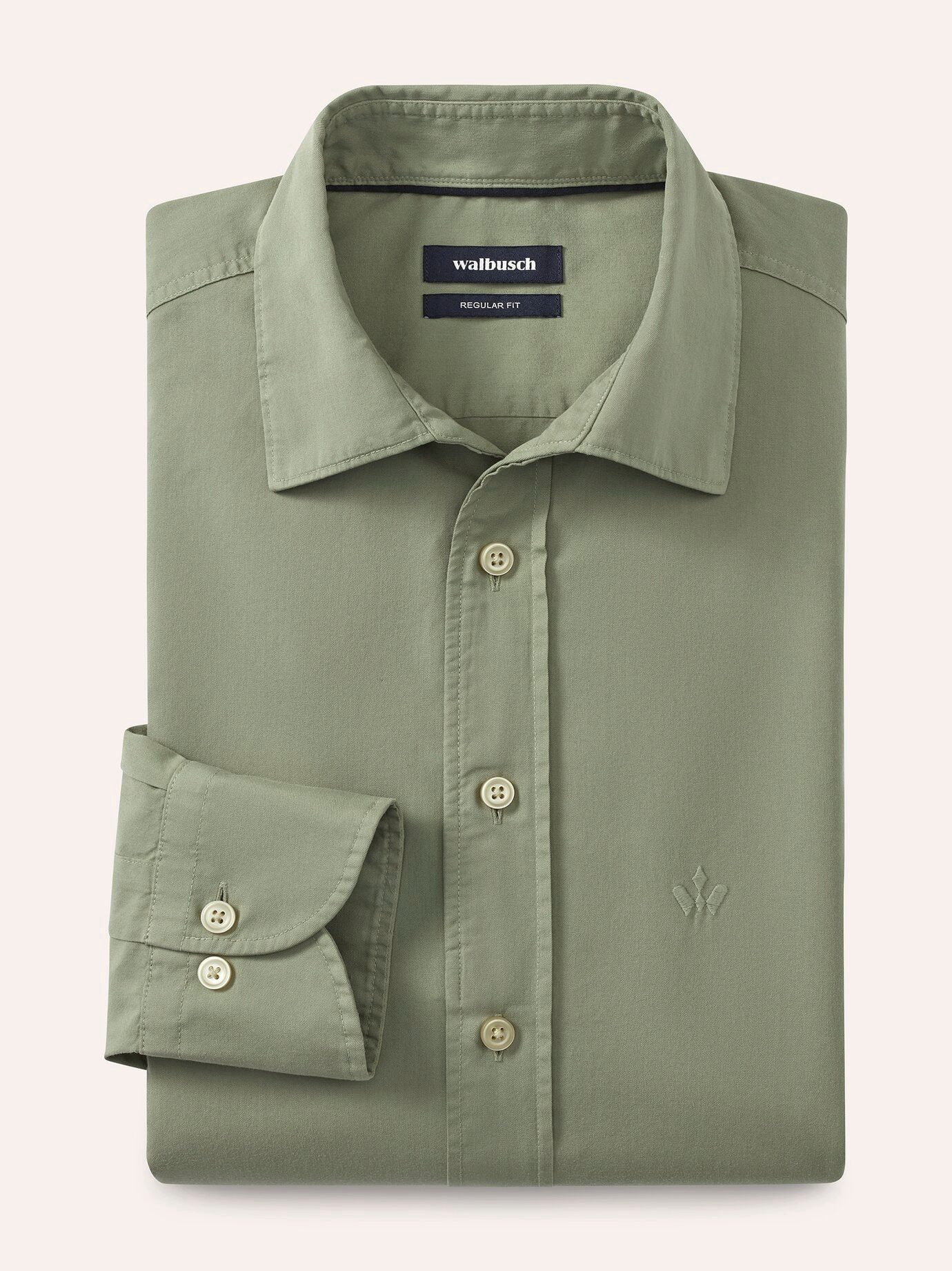 Walbusch Langarmhemd Herren Überfärber Baumwollhemd Regular Fit Langarm Garment-dyed Twill, Relax-Kragen, verdeckter Button-down