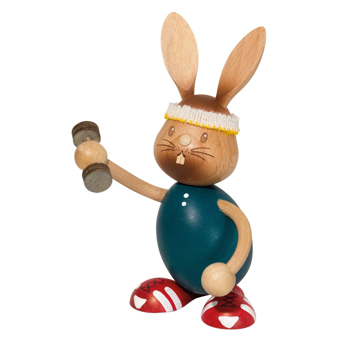 Kuhnert Osterhase Kuhnert Stupsi Hase beim Sport (1 St., Neuheit 2026), 100% Made in Germany, Erzgebirgische Holzkunst