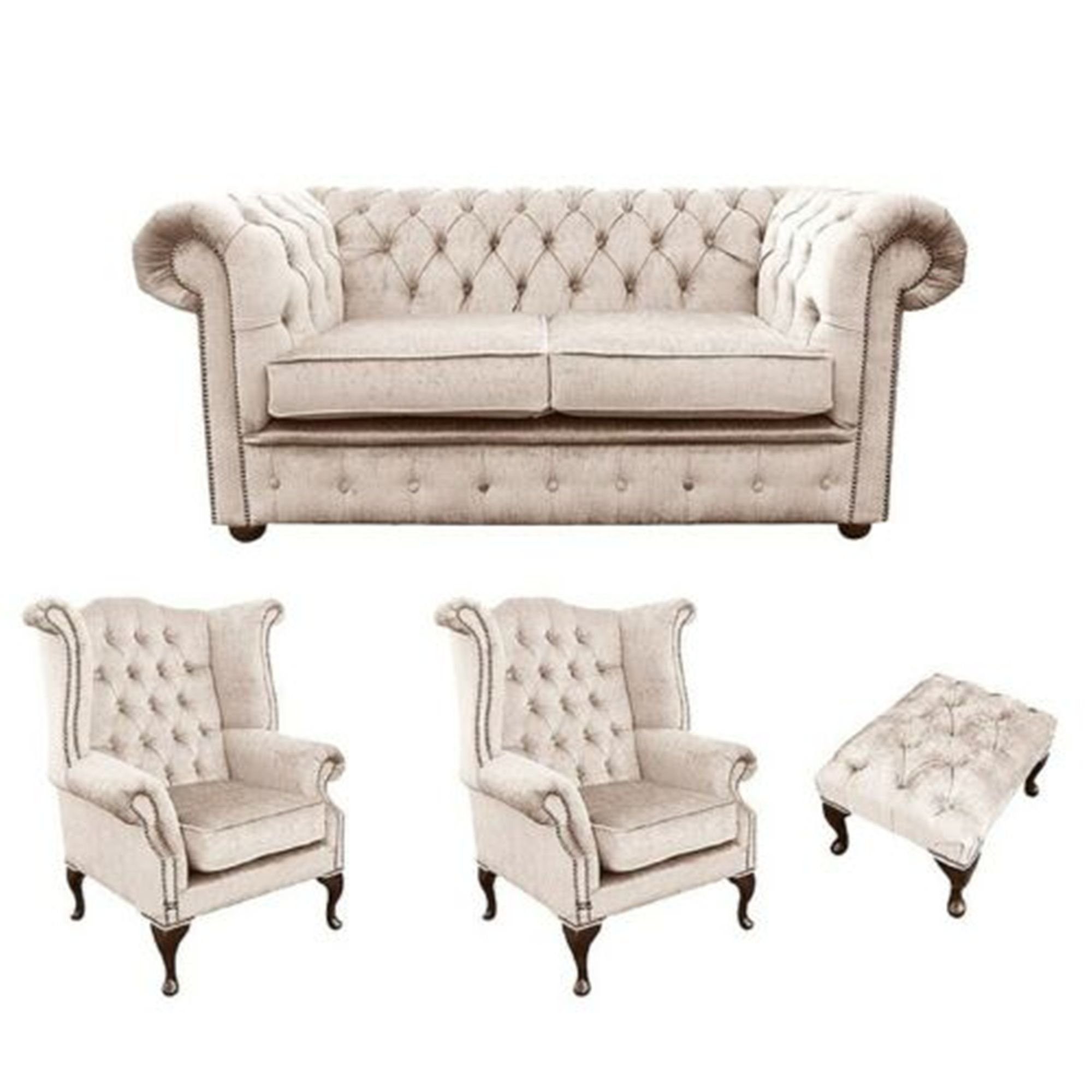 JVmoebel Sofa Beige Chesterfield Design Garnitur in Luxus Sitz Europe Polster Couch Made Garnitur