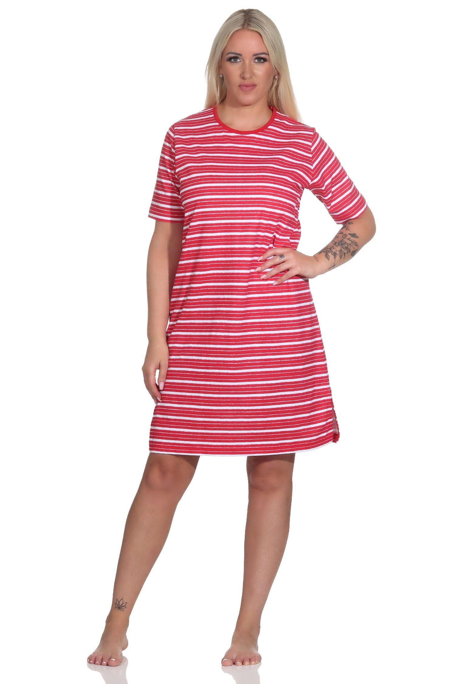 Normann Nachthemd Damen kurzarm Nachthemd in maritimer Optik - auch in Übergrößen rot | Nachthemden