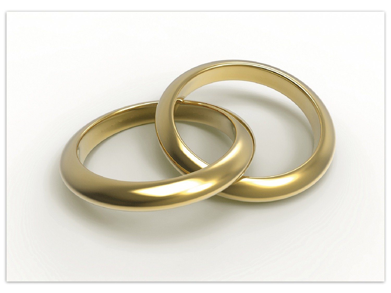 Wallario Teppich Zwei goldene Eheringe in Nahaufnahme auf weißem Grund, rechteckig, rutschfest