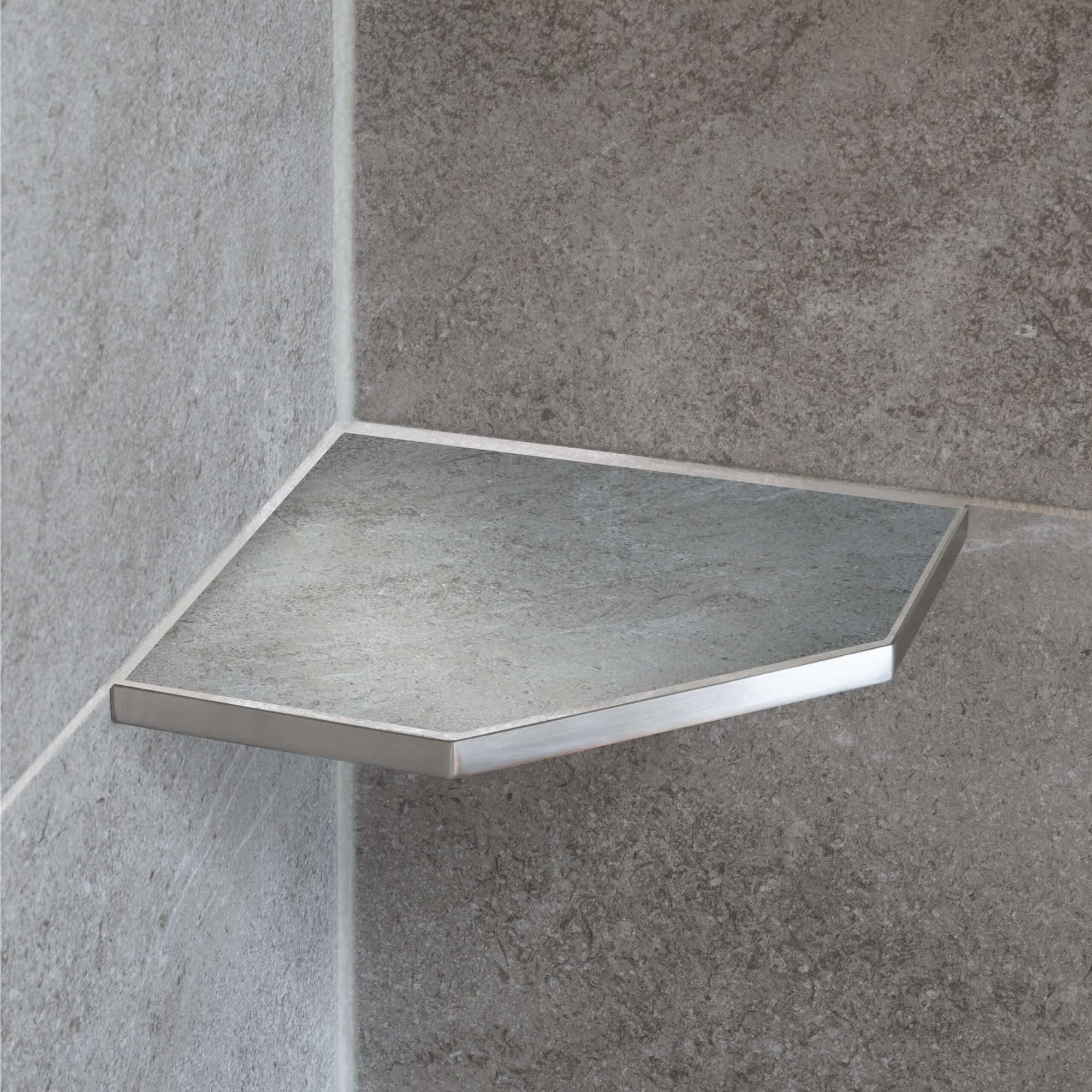 Dalsys Duschregal, Befliesbare Duschablage Ecke 200mm x 200mm Silber 1-tlg., Ablage zum Einfliesen, Edelstahl korrosionsbeständig, Bad Accessoires