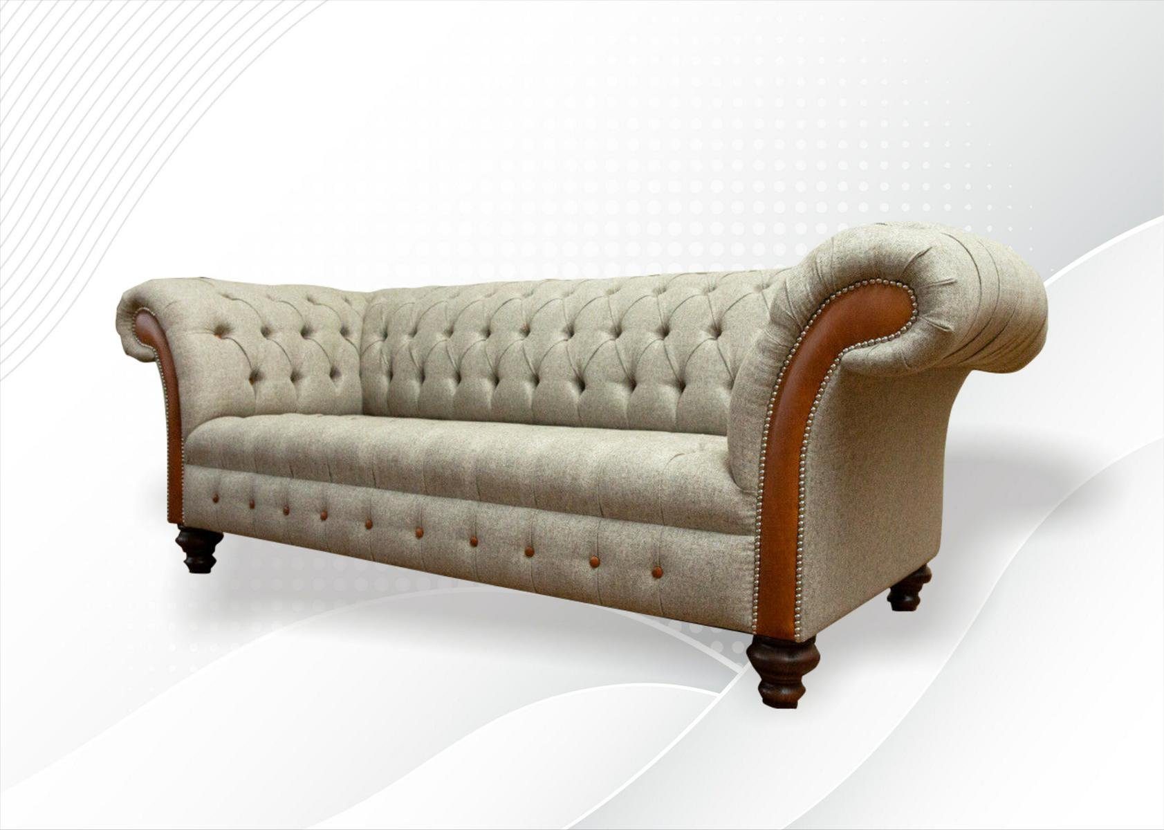 Stilvoller Neu, Chesterfield-Sofa JVmoebel Dreisitzer Möbel Europe in Made Beiger Chesterfield Design Luxus