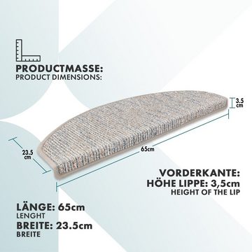 Stufenmatte Geneva, Halbrund oder Eckig, Umkettelt, Karat, Halbrund, Selbstklebender Treppenschutz