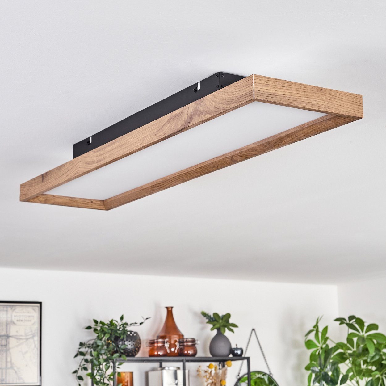 hofstein Deckenleuchte Deckenleuchte aus Metall/MDF/Kunststoff in Schwarz/Holzoptik/Weiß, LED fest integriert, 2700-6500 Kelvin, 220-2650 Lumen, dimmbar/Lichtfa – Bild 5 von 5
