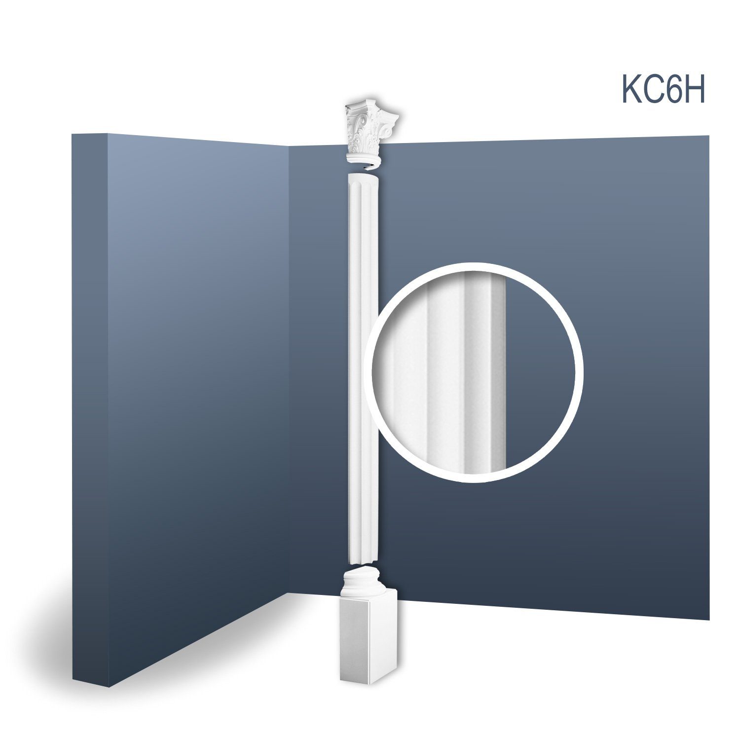 Orac Decor Wanddekoobjekt KC6H (Halbsäulen Komplett Set, 1 St., Set bestehend aus Kapitel, Schaft und Sockel, 3 tlg., Länge ca. 2,86 m), weiß, vorgrundiert, Stil: Korinthisch | Wandobjekte