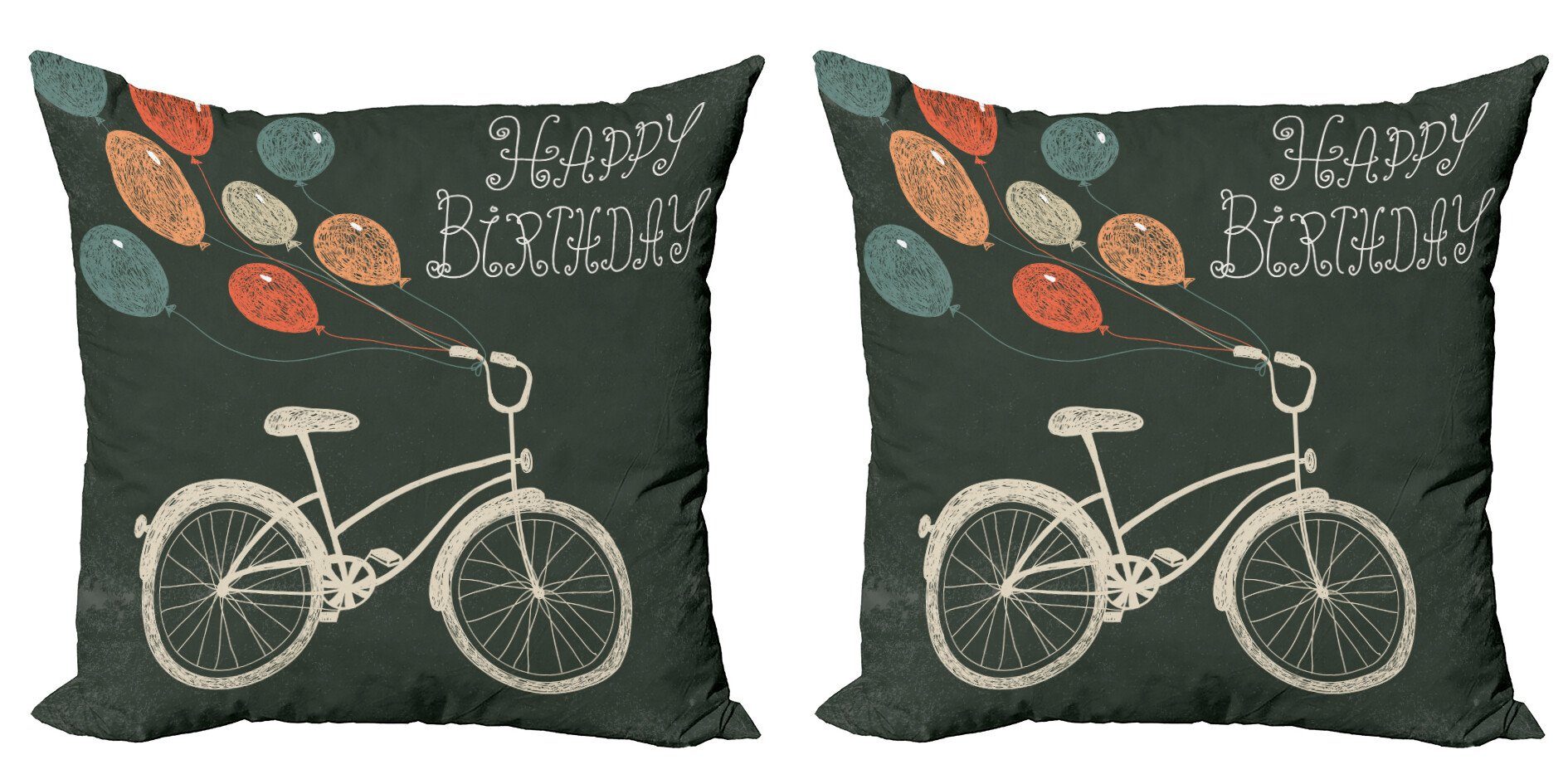 Kissenbezüge Modern Accent Doppelseitiger Digitaldruck, Abakuhaus (2 Stück), Fahrrad Bike Ballons alles Gute zum Geburtstag