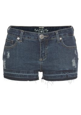 KangaROOS Jeansshorts mit offener Saum-Kante und Used-Effekten