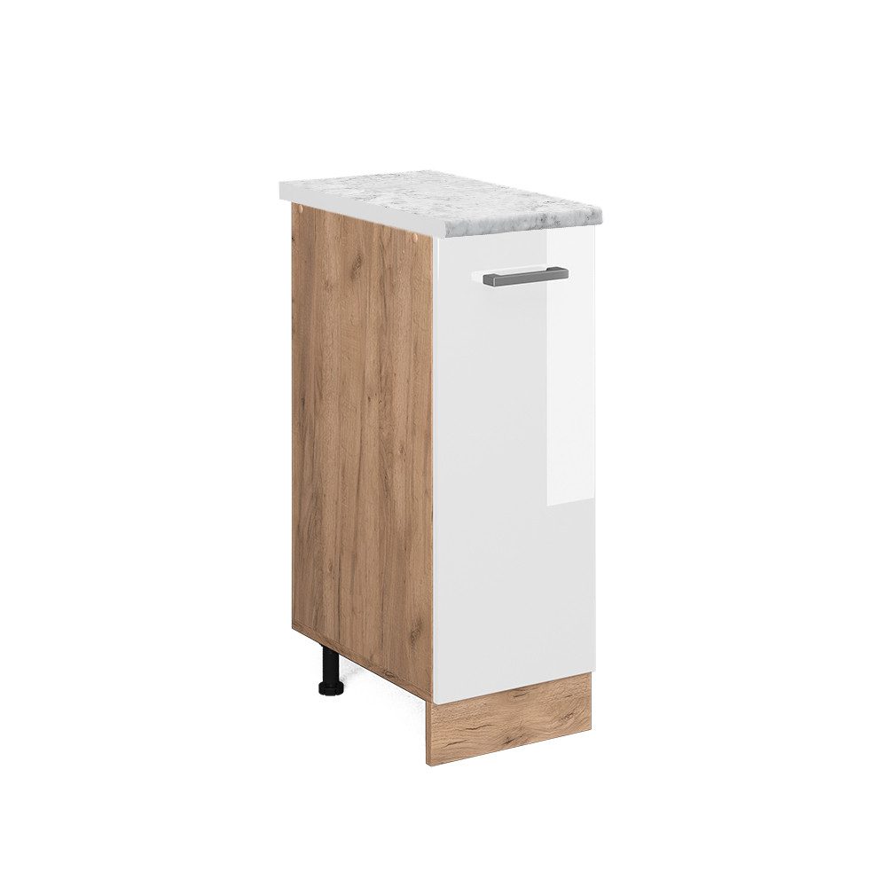 Vicco Apothekerschrank R-Line, Weiß Hochglanz/Anthrazit, AP Marmor (1-St)