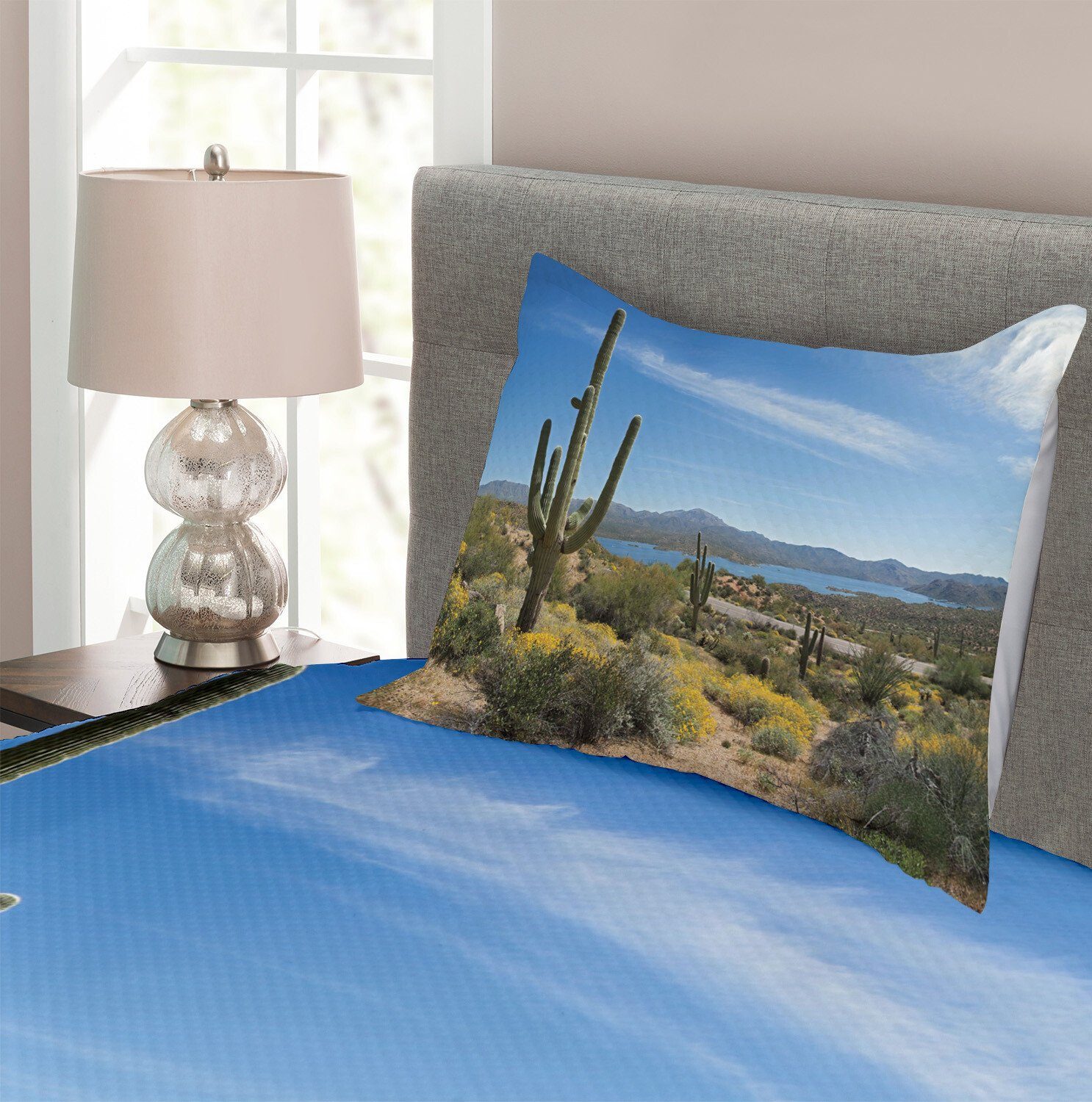 Tagesdecke Set mit Kissenbezügen auf Natur Tal das Waschbar, Cactus Abakuhaus