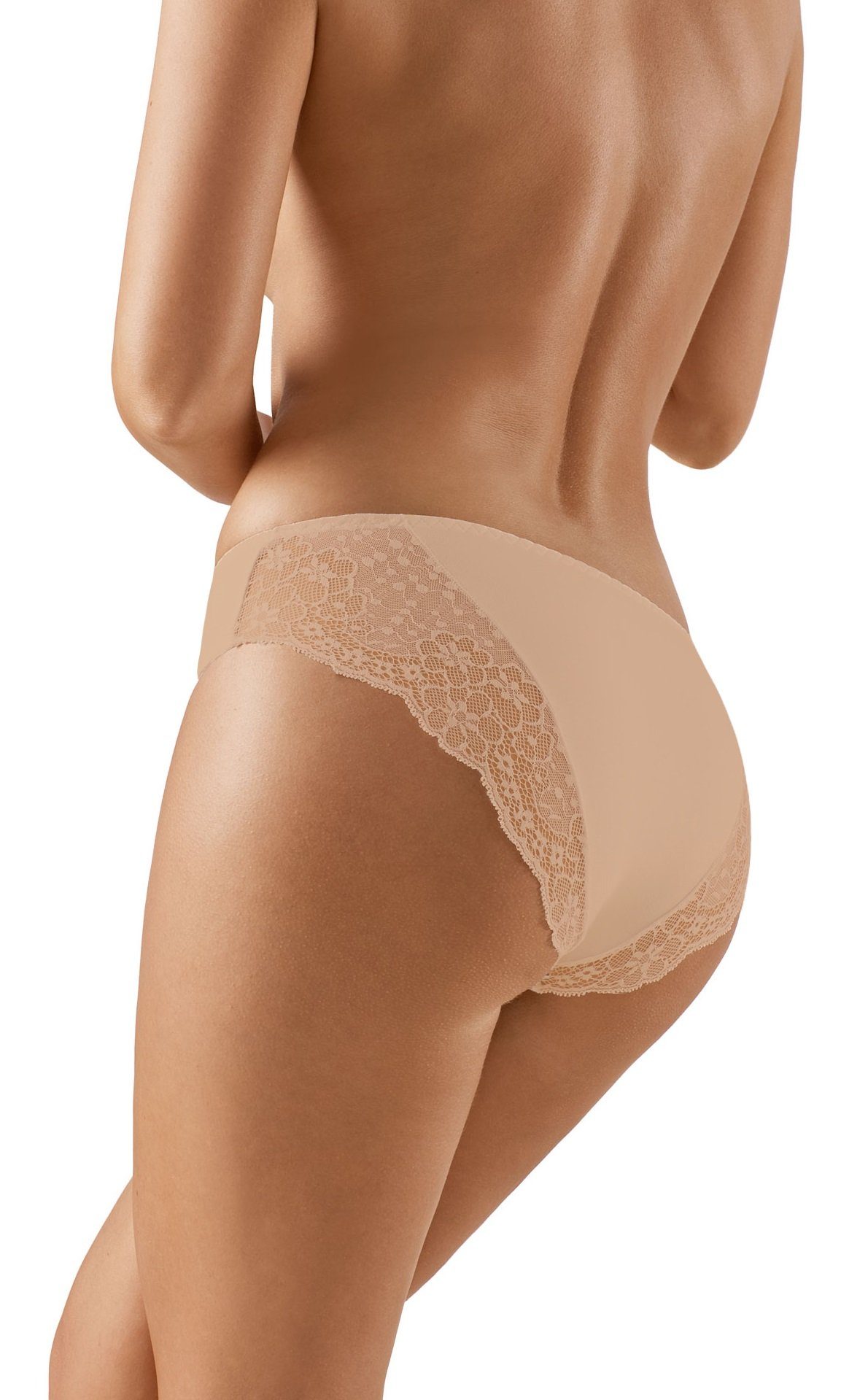 Babell Slip Klassisches Damenhöschen mit beige Spitze