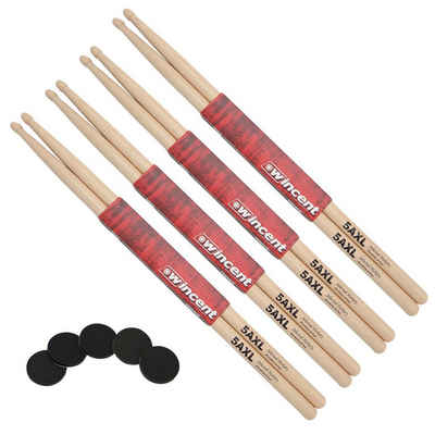 Wincent Schlagzeug 5AXL Drumsticks,4 Paar, natur, mit Damper-Pads