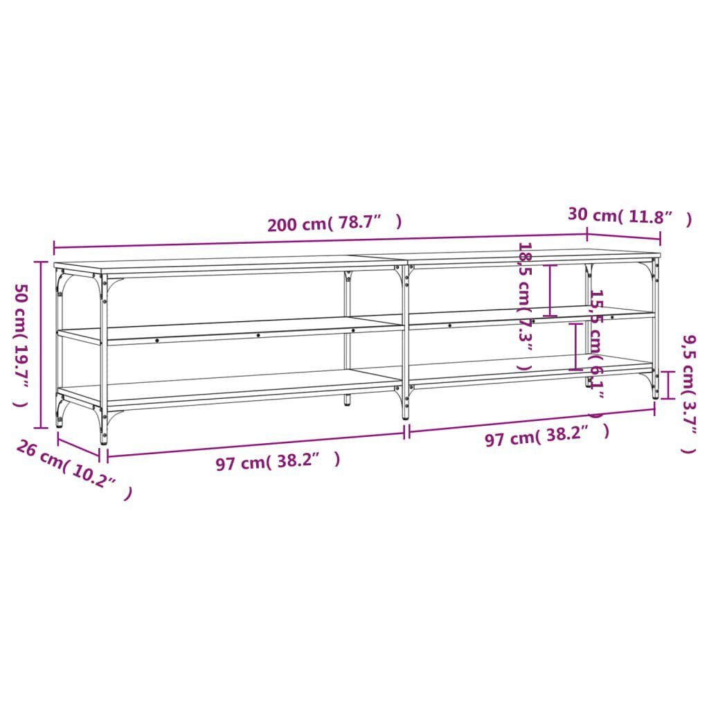 200x30x50 TV-Schrank und Metall (1-St) Schwarz cm vidaXL TV-Schrank Holzwerkstoff