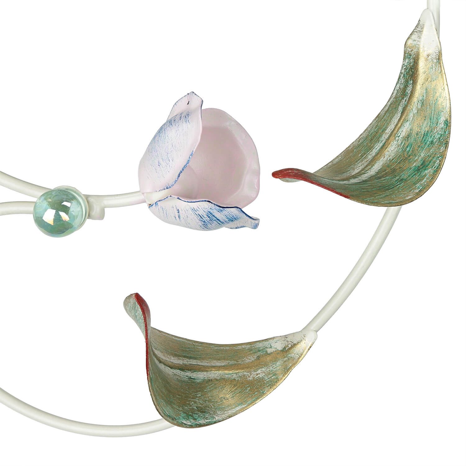 Licht-Erlebnisse Deckenleuchte ROSE, ohne Leuchtmittel, Romantische Deckenlampe Rosa Weiß Floral Blumen Metall Schlafzimmer