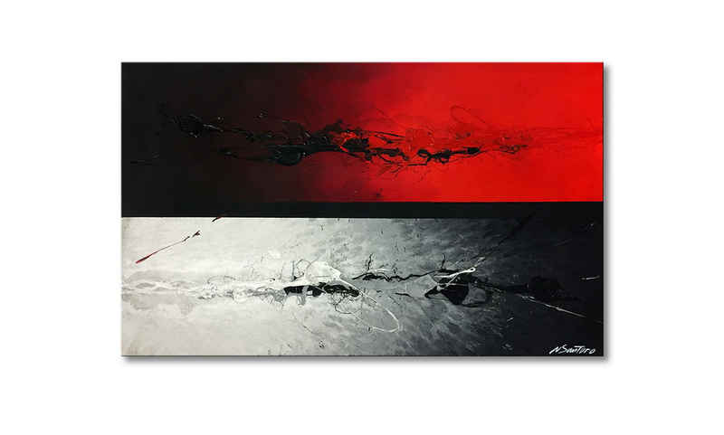 WandbilderXXL Gemälde Red Horizon 120 x 75 cm, Abstraktes Gemälde, handgemaltes Unikat