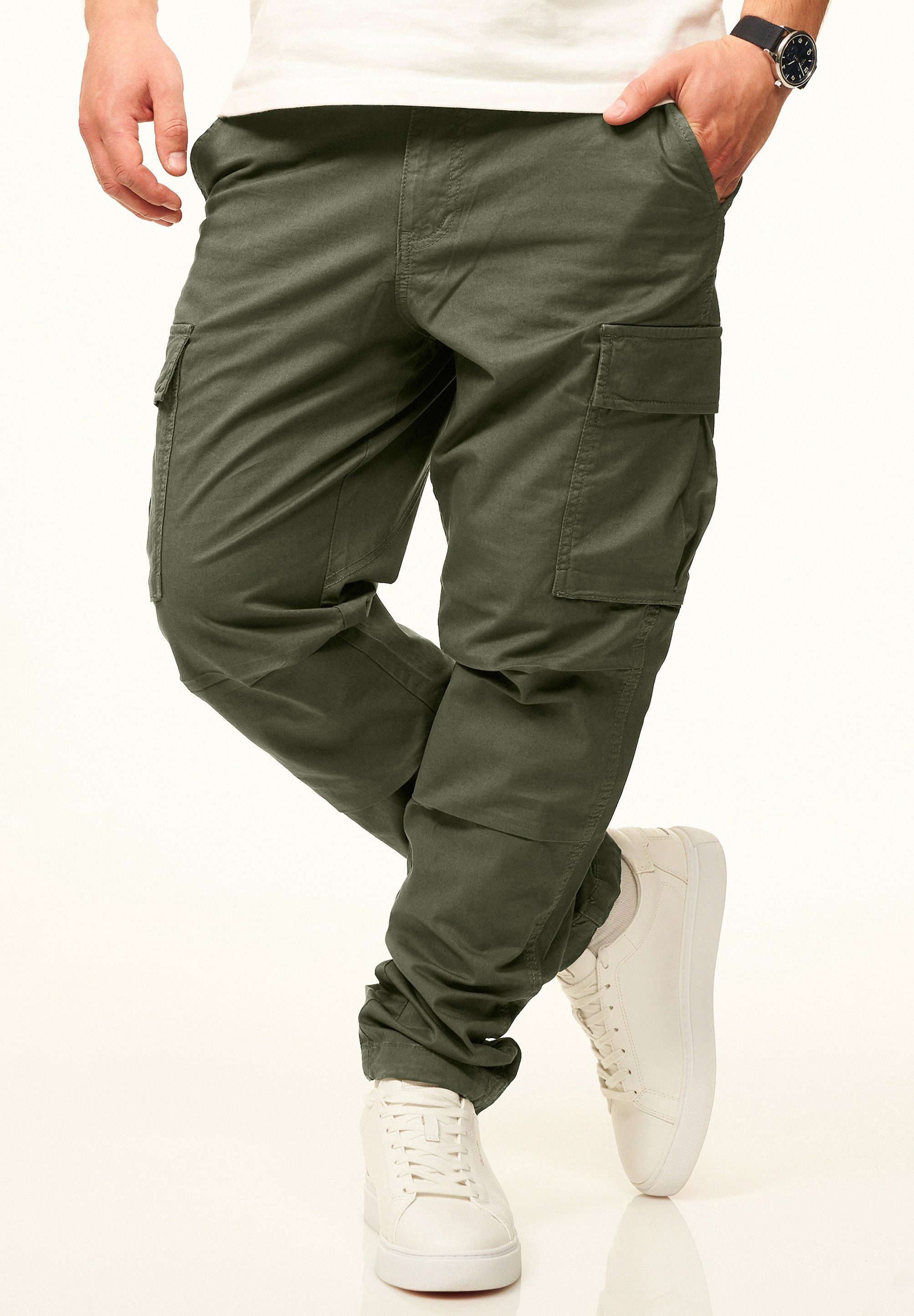 DAILY COTTON Cargohose als Stoffhose mit Stretch im Tapered Fit Chino Cargo Hose mit Gürtelschlaufen für Herren – Bild 2 von 5