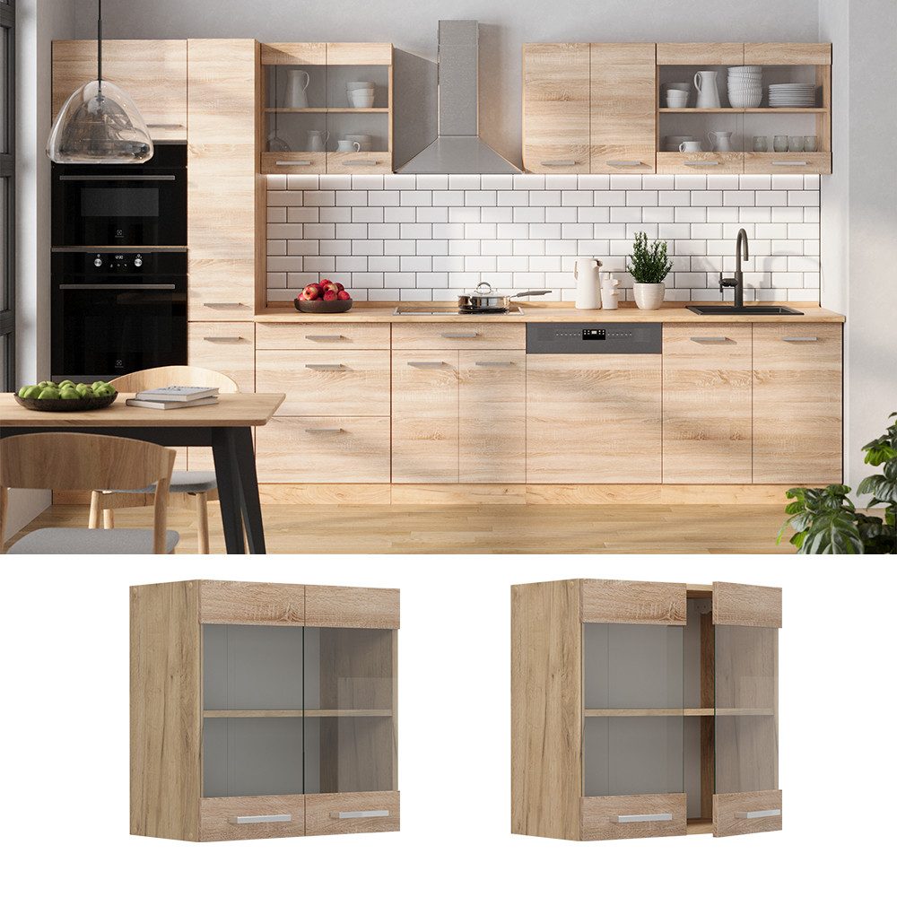 Vicco Glashängeschrank R-Line, Sonoma/Goldkraft Eiche, 60 günstig online kaufen