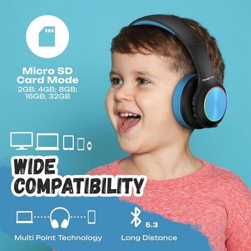 PowerLocus Sorgenfrei genießen Kinder-Kopfhörer (Vielseitige Kinderkopfhörer, Das strapazierfähige Design passt optimal zu mit flexible Anschlussmöglichkeiten, Ultimativer Komfort und Flexibilität mit,Falt-Design,Over-Ear-Komfort)