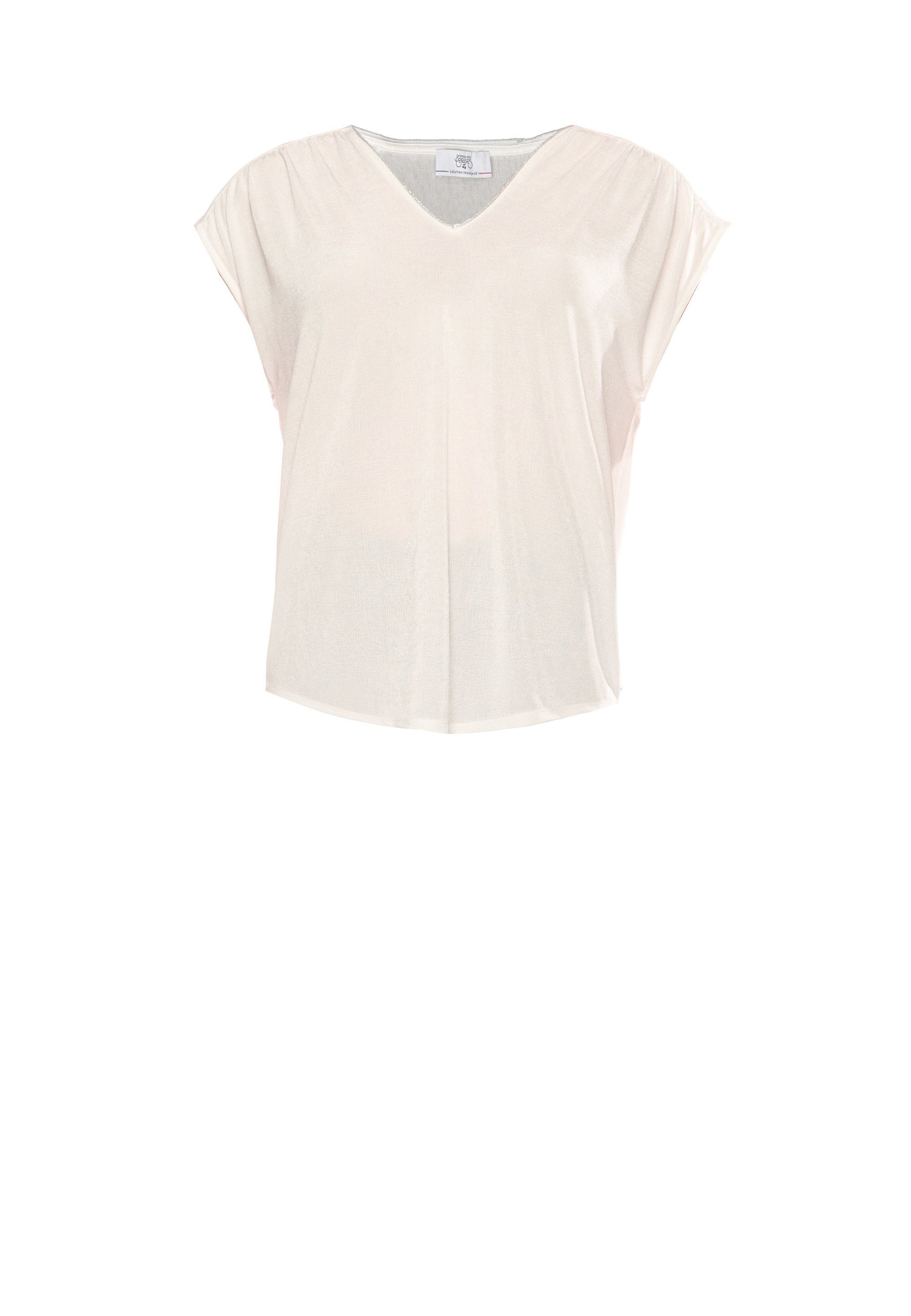 T-Shirt Cerises TSHIRT Temps V-Ausschnitt beige Des Le mit SIDY femininem