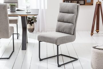 riess-ambiente Freischwinger COMFORT vintage hellgrau, Esszimmer · Webstoff · Metall · Industrial Design