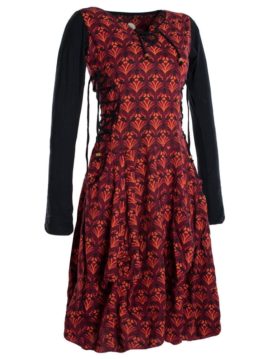 Vishes Jerseykleid Jersey-Kleid Blumenkleid Schnürung V-Ausschnitt günstig online kaufen