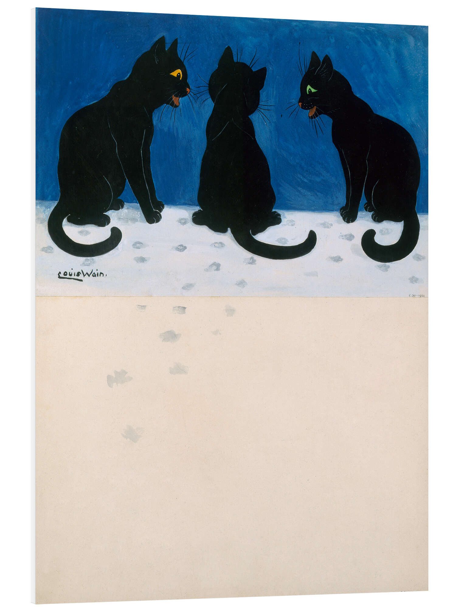 Posterlounge Wandbild Schwarze Katzen im Schnee, Louis Wain, erhältlich als Poster, Leinwandbild, Wandsticker oder Acrylglasbild