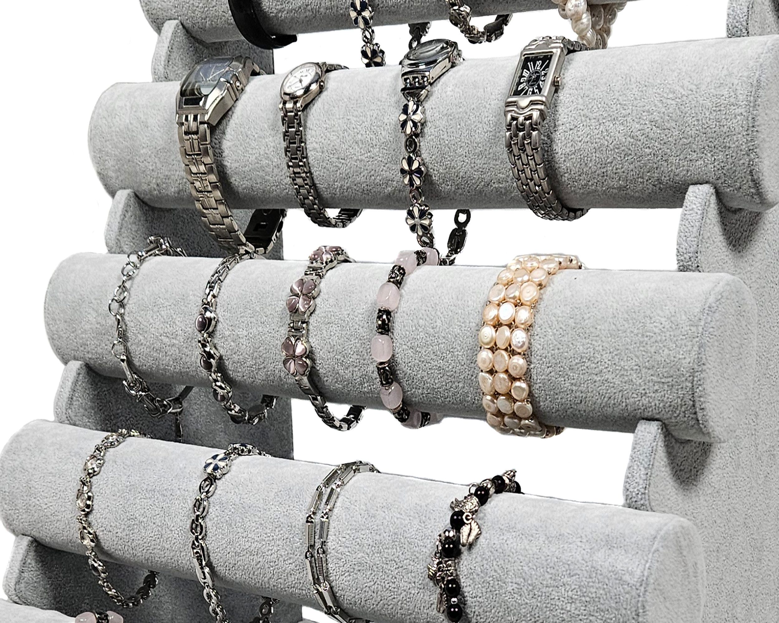 Yudu Schmuck Etagere Schmuckständer mit abnehmenbar 5 Rollen für Uhr Armband Kette Samt – Bild 3 von 5