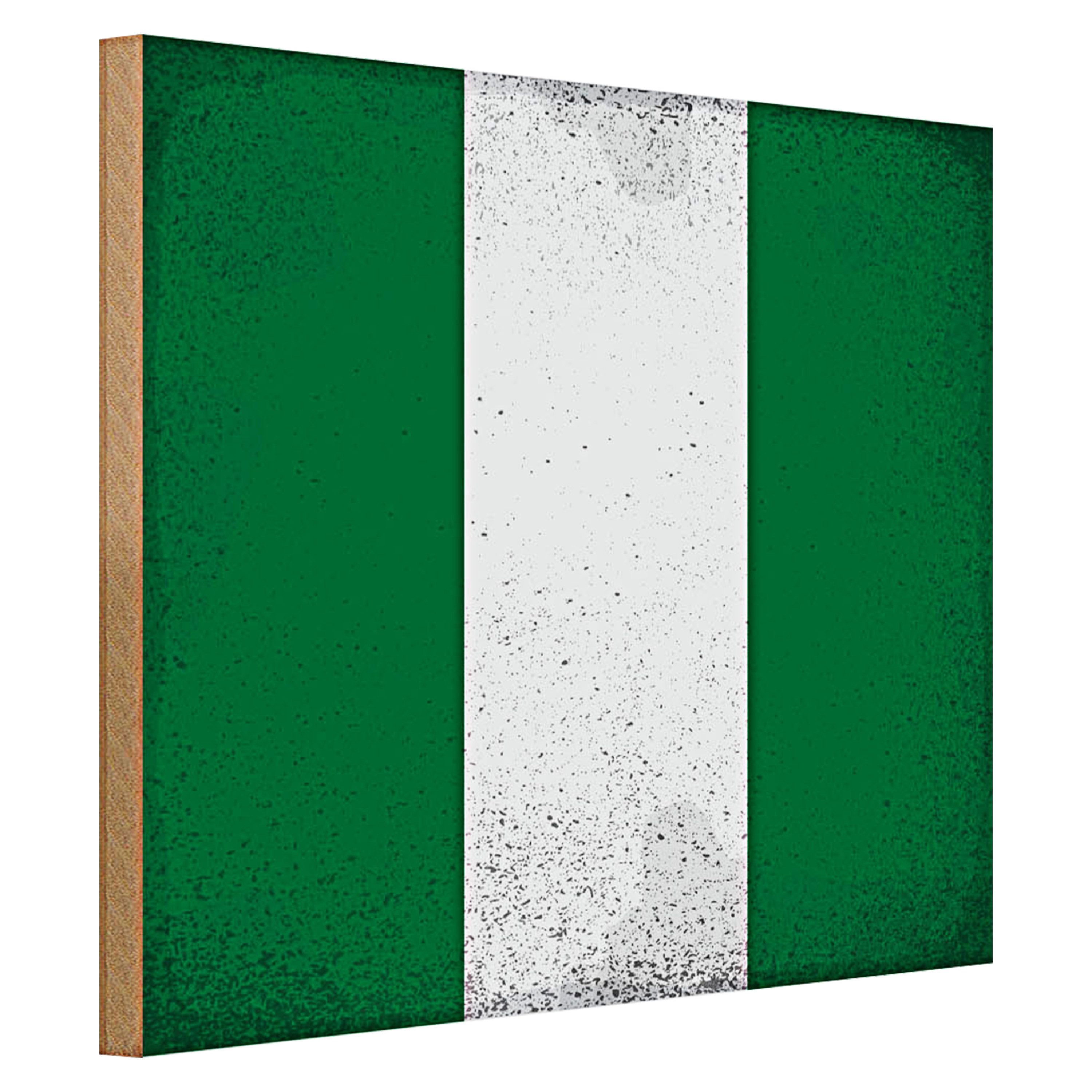 Roomando Holzbild Flagge Nigeria 40x30cm Flag of Nigeria Vintage