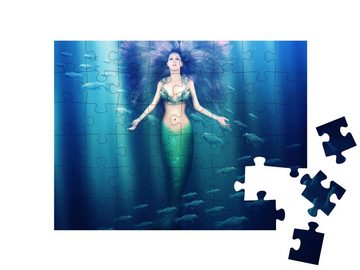 puzzleYOU Puzzle Fantasy-Meerjungfrau mit fließendem Haar, 48 Puzzleteile, puzzleYOU-Kollektionen Meerjungfrau