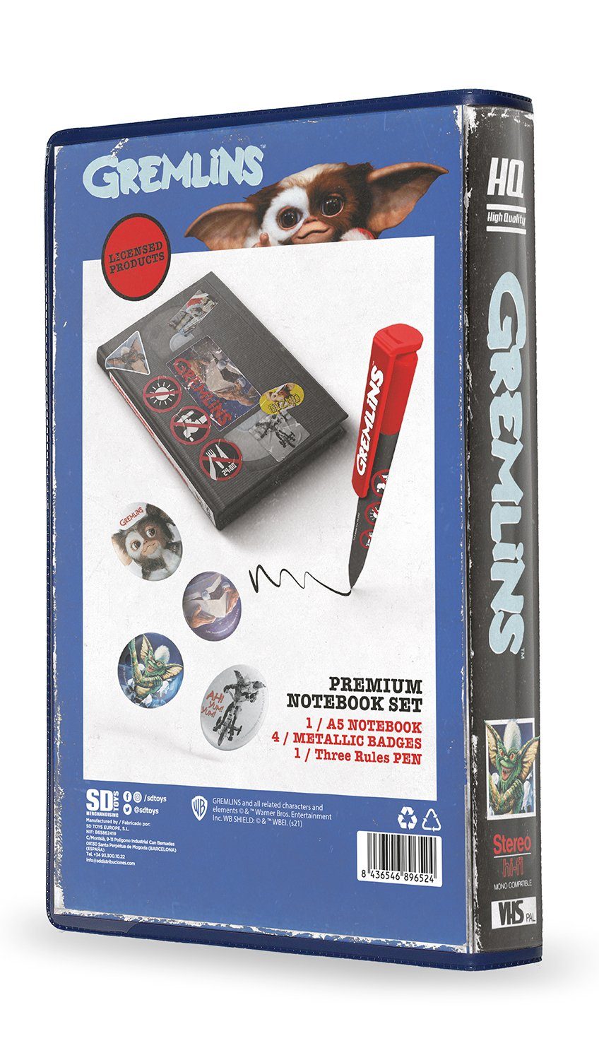 Premium Set SD Toys Notizbuch Gremlins VHS Design Schreibgeräteetui