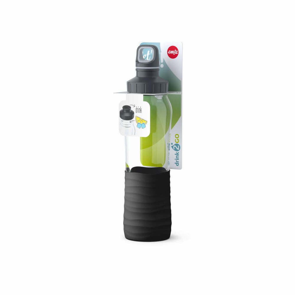 Emsa Trinkflasche Drink2Go Schwarz 700 ml