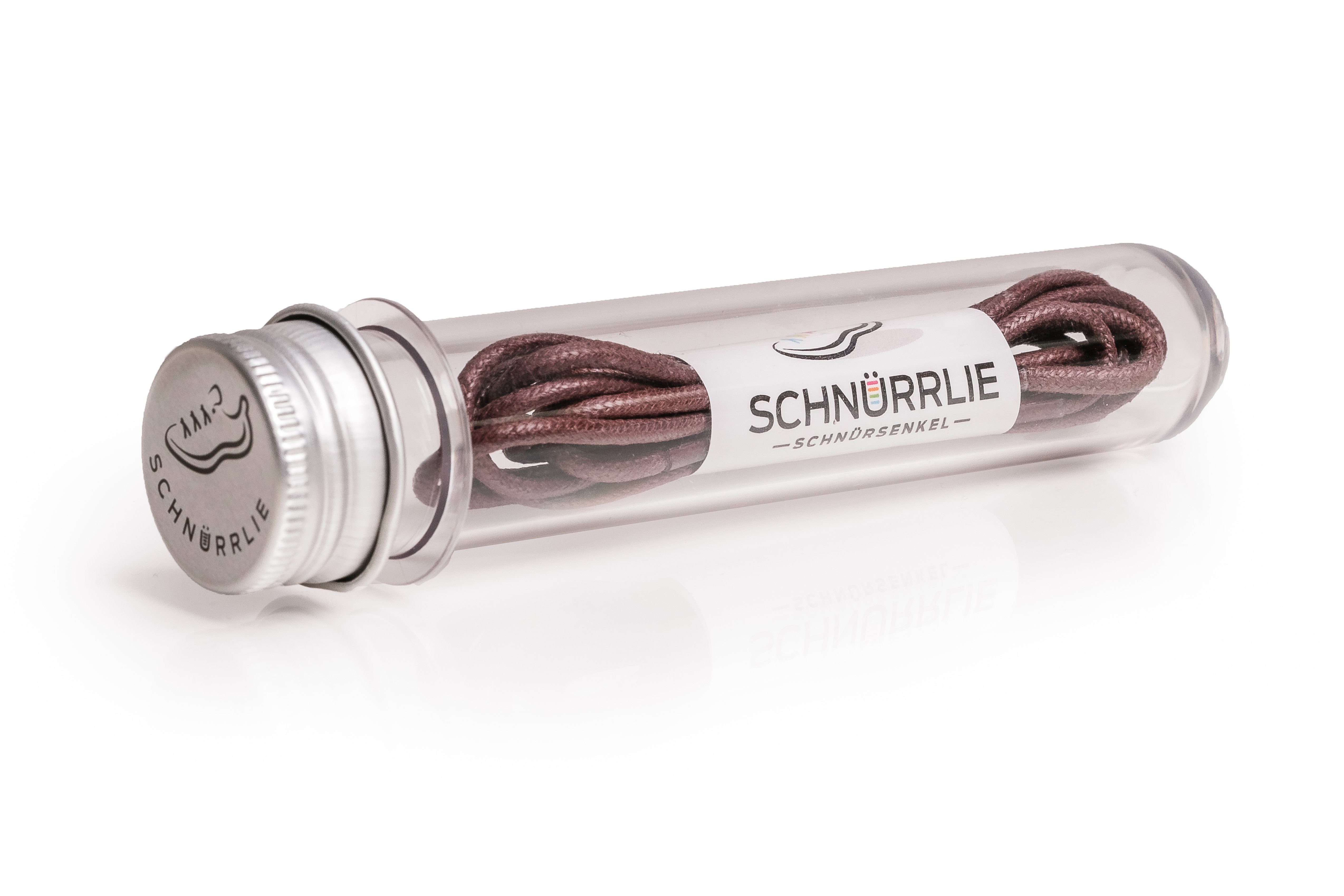 SCHNÜRRLIE Schnürsenkel Baumwolle rund gewachst für Lederschuhe, 80cm Länge für 3-4 Löcher Dunkelbraun