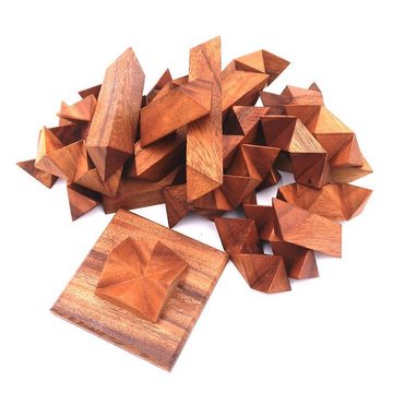ROMBOL Denkspiele Spiel, Knobelspiel Stern-Puzzle XL - imposantes 3D-Puzzle mit praktischem Ständer, Holzspiel