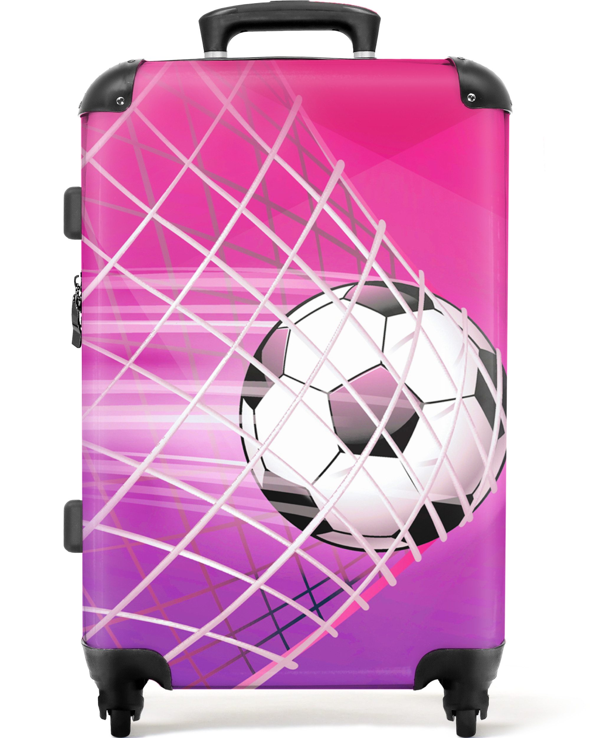 Kinderkoffer mit leuchtende Räder - Fußball - Tor - Netz - Schießen - Mädchen 67 cm